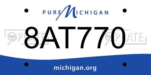 8AT770 Michigan License Plate