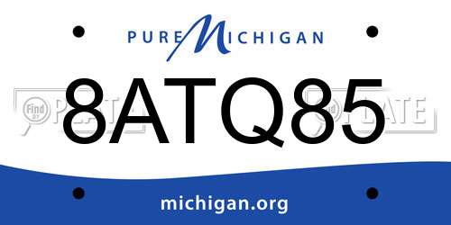 8ATQ85 Michigan License Plate