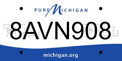 8AVN908 Michigan License Plate