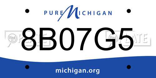 8B07G5 Michigan License Plate