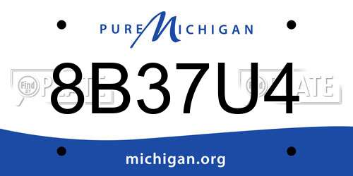 8B37U4 Michigan License Plate