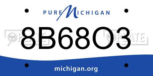 8B68O3 Michigan License Plate
