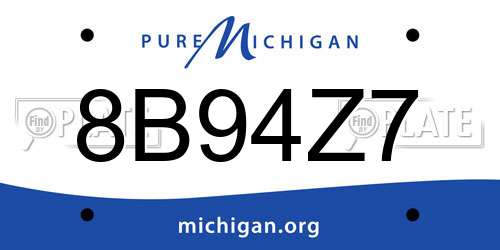 8B94Z7 Michigan License Plate