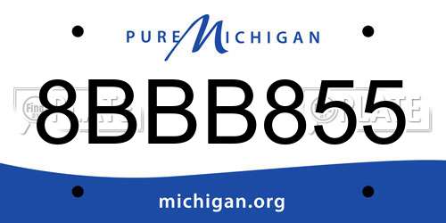 8BBB855 Michigan License Plate