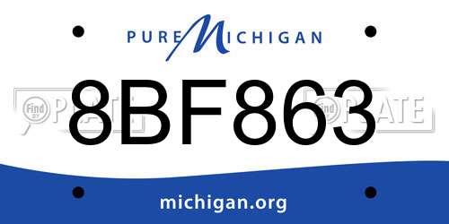 8BF863 Michigan License Plate
