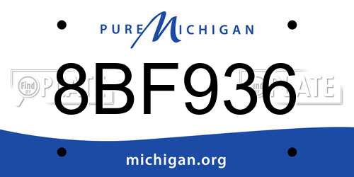 8BF936 Michigan License Plate