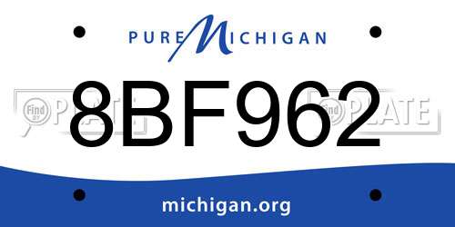 8BF962 Michigan License Plate