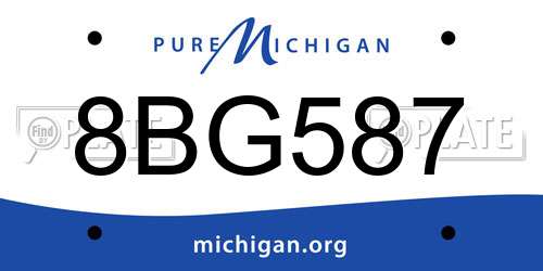 8BG587 Michigan License Plate