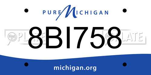 8BI758 Michigan License Plate