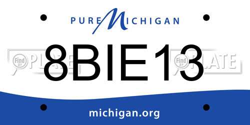 8BIE13 Michigan License Plate