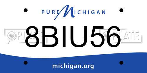 8BIU56 Michigan License Plate