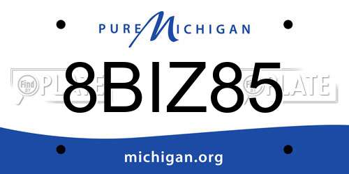 8BIZ85 Michigan License Plate