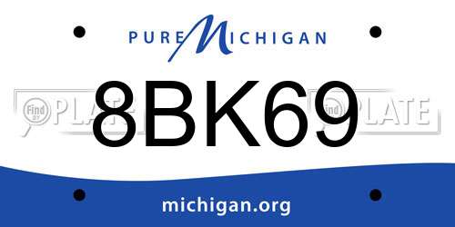 8BK69 Michigan License Plate