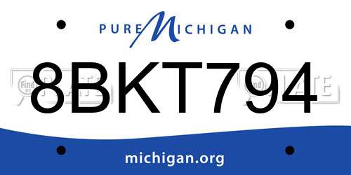 8BKT794 Michigan License Plate