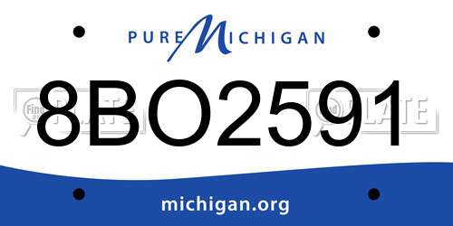 8BO2591 Michigan License Plate