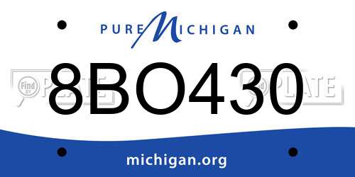 8BO430 Michigan License Plate