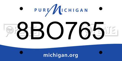 8BO765 Michigan License Plate