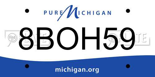 8BOH59 Michigan License Plate