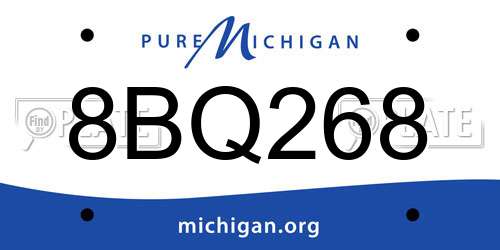 8BQ268 Michigan License Plate