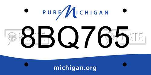 8BQ765 Michigan License Plate