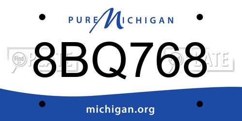 8BQ768 Michigan License Plate