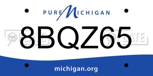 8BQZ65 Michigan License Plate
