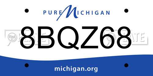8BQZ68 Michigan License Plate