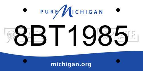 8BT1985 Michigan License Plate