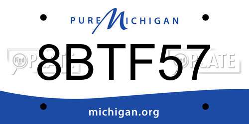 8BTF57 Michigan License Plate