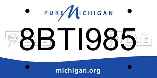 8BTI985 Michigan License Plate