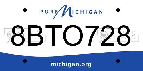 8BTO728 Michigan License Plate