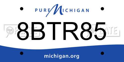 8BTR85 Michigan License Plate