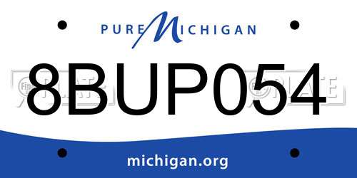 8BUP054 Michigan License Plate
