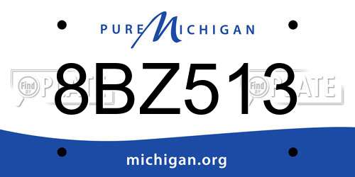 8BZ513 Michigan License Plate