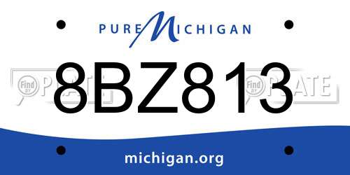 8BZ813 Michigan License Plate