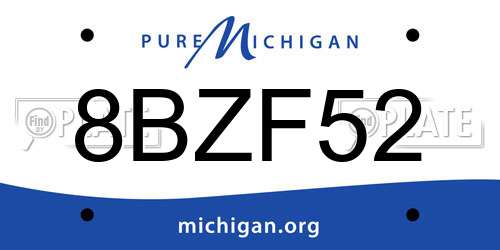 8BZF52 Michigan License Plate