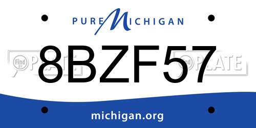8BZF57 Michigan License Plate