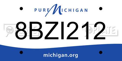 8BZI212 Michigan License Plate