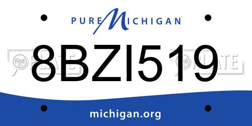 8BZI519 Michigan License Plate