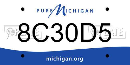 8C30D5 Michigan License Plate