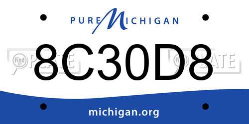 8C30D8 Michigan License Plate