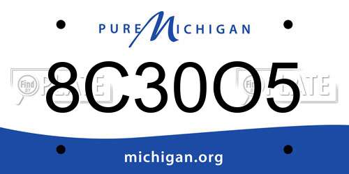 8C30O5 Michigan License Plate