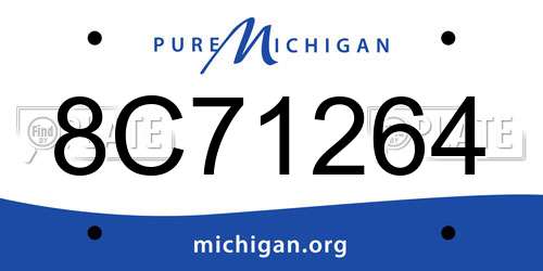 8C71264 Michigan License Plate