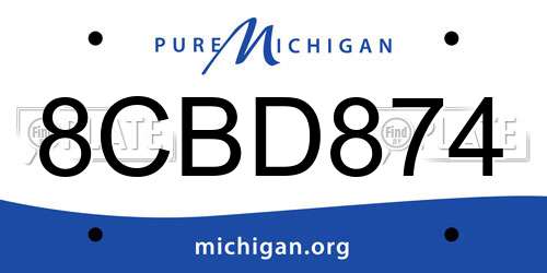8CBD874 Michigan License Plate