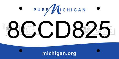 8CCD825 Michigan License Plate