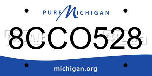 8CCO528 Michigan License Plate