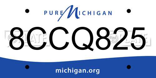 8CCQ825 Michigan License Plate