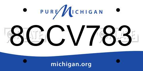 8CCV783 Michigan License Plate