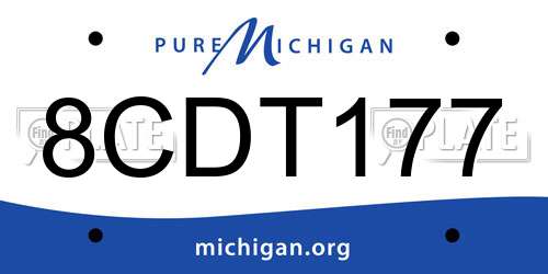 8CDT177 Michigan License Plate