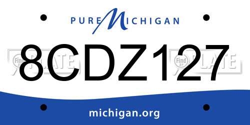 8CDZ127 Michigan License Plate